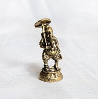 傘をさす ガネーシャ 立像 Ganesha ミニ神像 / 神様像 ブラス像 ヒンドゥー教 仏像 インド神話 金銅仏 ガ…