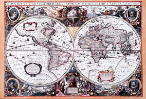�y17���I�z�A���e�B�[�N�n�}�|�X�^�[ Nova Totius Terrarum Orbis Geographica Ac Hydrographica Tabula �y���������E�n�}�z / �Òn�} �C���h ����A�W�A �{ ����� �X�e�b�J�[ �|�X�g�J�[�h