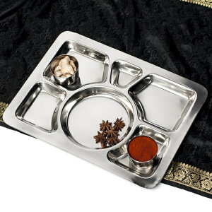 6分割ランチプレート 約39.5cm x 29cm / カレー 皿 カレー皿 ターリー 小皿 インド チャイ チャイカップ アジアン食品 エスニック食材 食材【レビューで500円クーポン プレゼント】