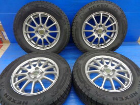 中古 ホイールセット バリ山 ネクセン WINGUARD ice2 185/70R14 ブリヂストン エコフォルム 14インチ 5.5J+38 4H100 ノート アクシオ