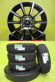 155/65R14 23-24年製 新品タイヤ付き ダンロップ EC204 中古アルミ セット ブラポリ 4.5J 14 4/100 +45 N-BOX タント スペーシア ルークス ワゴンR