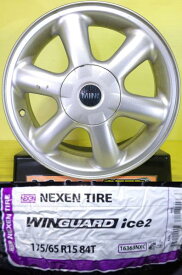ミニ クーペ クラブマン 175/65R15 新品 ネクセン WINGUARD ice2 2025年製 中古 MINI 純正 15インチ 5.5J +45 4H100 冬タイヤセット スタッドレス コンバーチブル ロードスター 棚