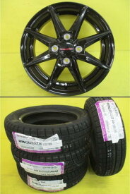 軽自動車 新品 冬タイヤ 展示品 社外アルミ 4本セット ブラック色 アルミ ネクセン WIN GUARD ice2 155/65R14 N-BOX タント デイズ スペーシア 冬用 スノータイヤ 足利