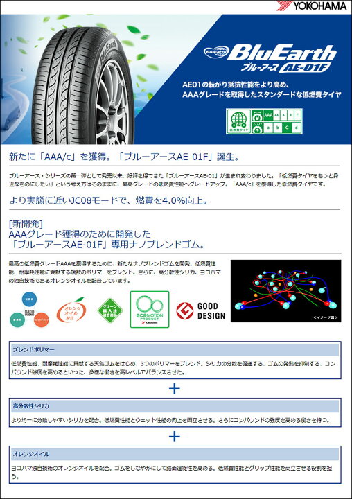 楽天市場】215/60R16 95H YOKOHAMA ヨコハマ BluEarth AE-01Fブルー 