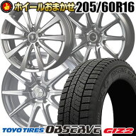 205/60R16 92Q TOYO TIRES OBSERVE GIZ2 SELECT WHEEL ホイールおまかせ スタッドレスタイヤホイール4本…