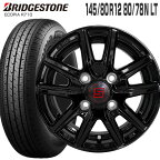 エコピア R710 145/80R12 80/78N ブリヂストン BRIDGESTONE ザインSS 12×3.5 100/4 +45 ソリッドブラック 12インチ サマータイヤ 4本 ホイールセット (145R12 6PR 互換) ECOPIA SEIN SS AME 軽トラ 軽バン ブリジストン