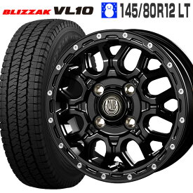 ブリザック VL10 145/80R12 80/78N ブリヂストン BRIDGESTONE マッドバーン XR-800M 12×4.0 PCD100/4H +42 マットブラック ピアスポリッシュ MBK/PP 12インチ スタッドレスタイヤ 4本 ホイールセット (145R12 6PR 互換) BLIZZAK ブリジストン 軽トラ 軽バン