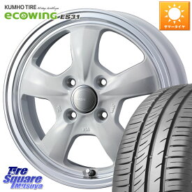 WEDS 41118 GYRAFT 5S グラフト ホワイト ホイール 14インチ 14 X 4.5J +45 4穴 100 KUMHO ecoWING ES31 エコウィング サマータイヤ 175/70R14 ソリオ