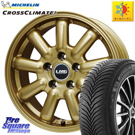 ミシュラン CROSSCLIMATE2 クロスクライメイト2 オールシーズンタイヤ 91Y XL 正規 215/45R17 LEHRMEISTER レアマイスター LMG MOS-9 MOS9 GOLD 17インチ 17 X 7.0J +40 5穴 114.3 リーフ