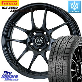 ピレリ ICE ZERO ASIMMETRICO スタッドレス 215/55R17 ENKEI エンケイ PerformanceLine PF01 BK ホイール 17 X 7.5J +45 5穴 114.3 RX-8 カムリ