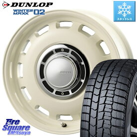 DUNLOP ウィンターマックス02 WM02 ダンロップ スタッドレス 185/55R15 コスミック クロスブラッド DIESEL ホワイト For Fiat500 15インチ 15 X 6.0J(FIAT 500) +32 4穴 98 フィアット500 500C 500S