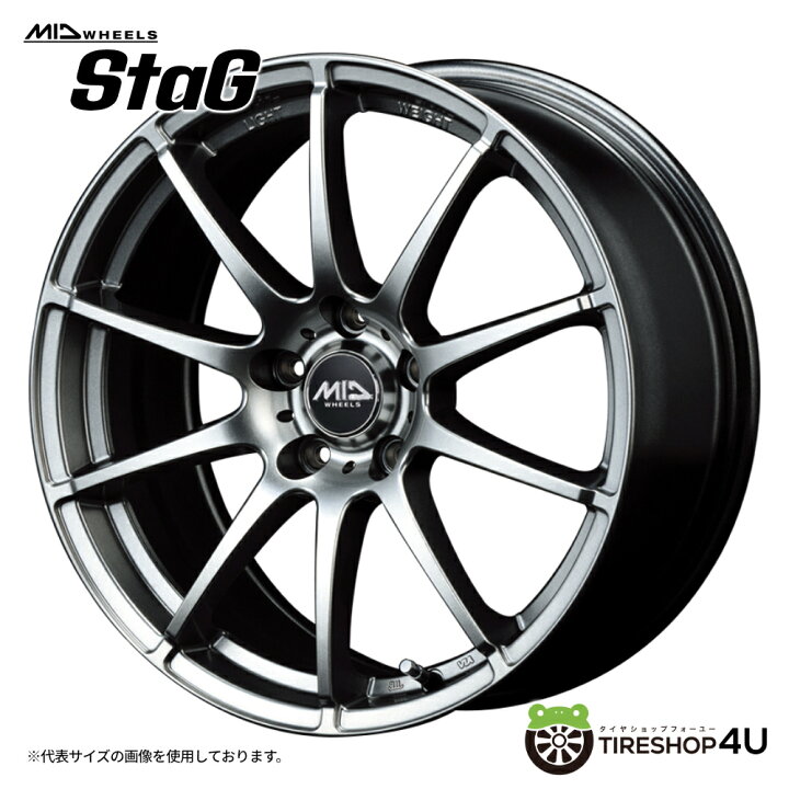 楽天市場】MID wheels StaG 16x6.5J 5/100 +48 HUB：67Φメタリック 