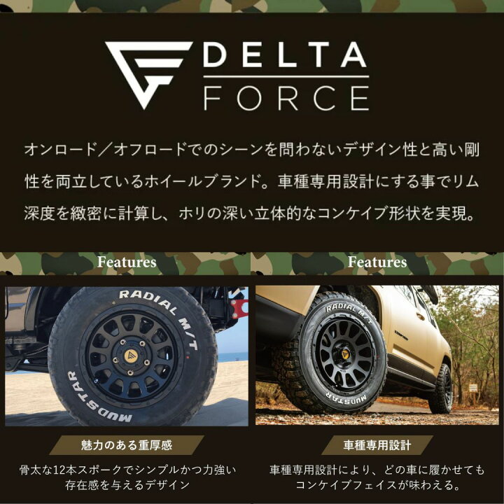 楽天市場】【取付対象】 DELTA FORCE OVAL 18×8.0J 6/139.7 +52 SBK 