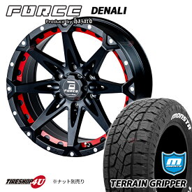 FORCE　DENALI 18X8J 6/139.7 +15　マットブラックマシニング レッドインサート付属 MONSTA　TERRAIN GRIPPER 285/60R18　ホワイトレター 新品 18インチ タイヤホイール4本セット フォース デナリ モンスタ テレーングリッパー A/T ハイラックス リフトアップ車