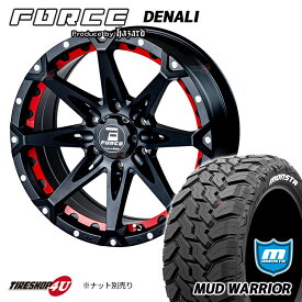 FORCE　DENALI 18X8J 6/139.7 +15　マットブラックマシニング レッドインサート付属 MONSTA　MUD WARRIOR 285/60R18　ホワイトレター 新品 18インチ タイヤホイール4本セット フォース デナリ モンスタ マッドウォーリア M/T ハイラックス リフトアップ車など