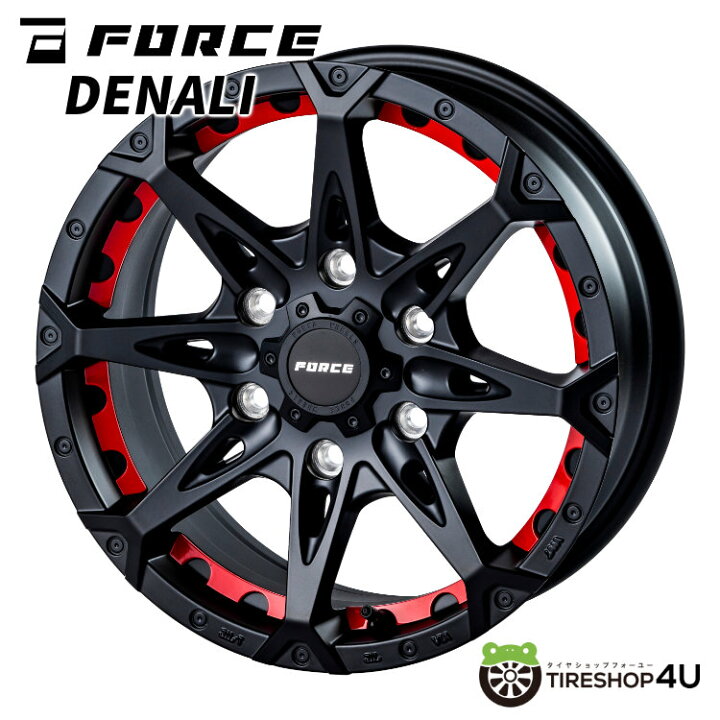 楽天市場】FORCE DENALI 16X6.5J 6/139.7 +38 マットブラック レッド 