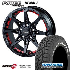 FORCE　DENALI 17X7.5J 5/127 +38　マットブラック レッドインサート付属 TOYO　OPEN COUNTRY R/T 285/70R17　ホワイトレター 新品 17インチ タイヤホイール 4本セット フォース デナリ トーヨー オープンカントリー RT オフロード Jeep ジープ ラングラー JL JK