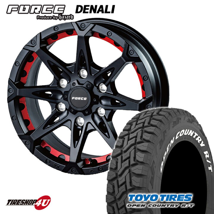 楽天市場】FORCE DENALI 16X6.5J 6/139.7 +38 マットブラック レッド 