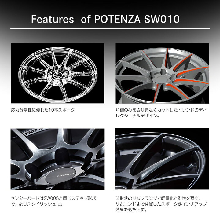 楽天市場】18インチ BRIDESTONE POTENZA SW010 18x7.5J 5/100 +50 