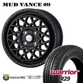 【最大2,000円OFF】MUD VANCE 09 14X5.0J 4/100 +35 フルマットブラック Warrior R29 165/60R14 新品 タイヤホイールセット4本価格 14インチ 5J 軽自動車 軽トラック 軽バン カスタム車などウェッズ マッドヴァンス 当店おすすめ輸入タイヤ ウォーリア