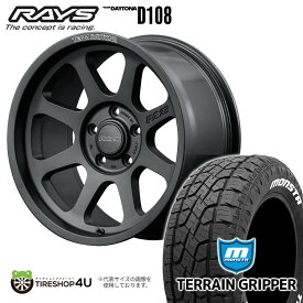 RAYS TEAM DAYTONA D108 18X9.0J 5/127 +0 BPJ マットブラック MONSTA TERRAIN GRIPPER 285/60R18 ホワイトレター 新品 タイヤホイールセット 4本価格 18インチ 9J Jeep ジープ ラングラー JL JK レイズ チーム デイトナ モンスタ テレーングリッパー A/T