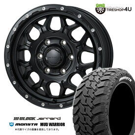 【取付対象】 MONZA JAPAN HI-BLOCK JERRARD 16×6.5J 6/139.7 +38 サテンブラック MONSTA MUD WARRIOR 215/70R16 107/105Q 8PR LT WL サマータイヤホイール 4本セット 16インチ ハイブロック ジェラード モンスタ ホワイトレター 【 ハイエース 200系 】