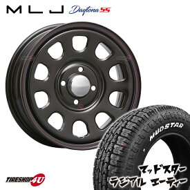 新品 タイヤホイールセット 4本価格 15インチ プロボックス サクシード など MLJ DAYTONA SS 15X6.0J 4/100 +30 6J ブラック 赤青ライン MUDSTAR RADIAL A/T 195/65R15 91H ホワイトレター マッドスター ラジアル AT デイトナSS スチール製 鉄チン