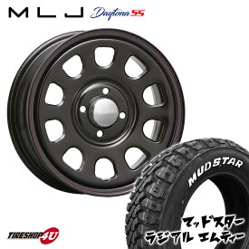 新品 タイヤホイールセット 4本価格 15インチ プロボックス サクシード など MLJ DAYTONA SS 15X6.0J 4/100 +30 6J ブラック 赤青ライン MUDSTAR RADIAL M/T 195/65R15 91T ホワイトレター マッドスター ラジアル MT デイトナSS スチール製 鉄チン