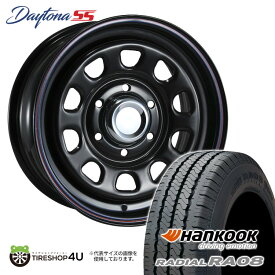 【取付対象】 MLJ DAYTONA SS 15×6.0J 6/139.7 45 BK ブラック HANKOOK Radial RA08 195/80R15 107/105L サマータイヤホイール 4本セット 15インチ デイトナSS 鉄チン スチール ハンコック バン用 【 E26 NV350 キャラバン E25 】