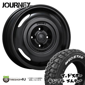 【取付対象】MLJ XTREME-J JOURNEY 14×4.5J 4/100 +43 サテンブラックMUDSTAR RADIAL M/T 165/65R14 79S WL ホワイトレター オフロードタイヤホイール 4本セット 14インチ エムエルジェイ エクストリームJ ジャーニー【軽トラ 軽バン】 14x4.5 マッドスター