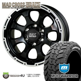 MAD CROSS GRACE 16x6.5J 6/139.7 +38 セミグロスブラック リムポリッシュ MONSTA MUD WARRIOR 215/70R16 107/105Q LT ホワイトレター 新品 タイヤホイール4本セット ハイエース 200系 16インチ オフロード マッドクロス グレイス モンスタ マッドウォーリア M/T