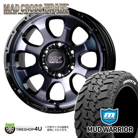 MAD CROSS　GRACE 16x6.5J 6/139.7 +38　ブラッククリア リムブラック MONSTA　MUD WARRIOR 215/70R16　107/105Q LT ホワイトレター 新品 16インチ タイヤホイール 4本セット ハイエース 200系 hiace バン用 マッドクロス モンスタ マッドウォーリア M/T MT