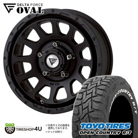 【取付対象】 タイヤホイールセット4本価格 16インチ TOYO OPEN COUNTRY R/T 185/85R16 ホワイトレター DELTA FORCE OVAL 16x5.5J 5/139.7 +20 マットブラック デルタフォース オーバル トーヨー オープンカントリー RT jimny ジムニー JB64W JB23W