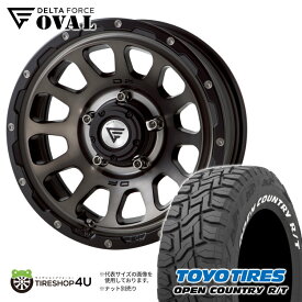 【取付対象】 16インチ DELTA FORCE　OVAL 16x6J 5/139.7 -5　マットスモークポリッシュ TOYO　OPEN COUNTRY R/T 225/70R16　ホワイトレター デルタフォース オーバル トーヨー オープンカントリー RT タイヤホイール4本セット 6.0J ジムニーシエラ JB74W など