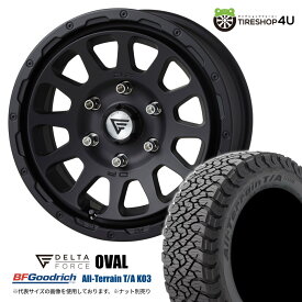 【取付対象】 DELTA FORCE OVAL 16x7J 6/139.7 +38 マットブラック BFGoodrich All-Terrain T/A KO3 215/65R16 LT 103/100S ブラックレター 新品 タイヤホイール4本セット デルタフォース オーバル BFグッドリッチ ハイエース 200系 16インチ 16×7.0J