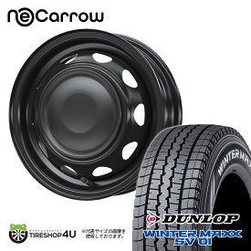 NeoCarrow 12X3.50B 12/100/110/114.3 +34 セミマットブラック/ブラックキャップ DUNLOP WINTER MAXX SV01 145/80R12 80/78N新品 12インチ スタッドレスタイヤ ホイール 4本セット価格 軽トラック 軽バン ウェッズ ネオキャロ スチール ダンロップ 冬