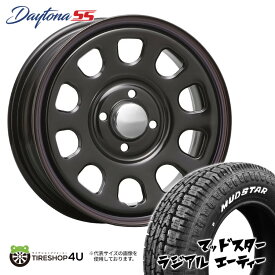 新品 タイヤホイールセット 4本価格 15インチ プロボックス サクシード など MLJ DAYTONA SS 15X6.0J 4/100 +30 6J ブラック 赤青ライン MUDSTAR RADIAL A/T 175/65R15 88H ホワイトレター マッドスター ラジアル AT デイトナSS スチール製 鉄チン
