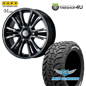 【取付対象】TOPY BAZALT-X TYPE2 16×6.5J 6/139.7 +38 PB/BC ピアノブラック/ブラッククリアMONSTA MUD WARRIOR 215/70R16 107/105Q LT 8PR WL ホワイトレターサマータイヤホイール 4本セット 16インチ 【ハイエース レジアスエース】