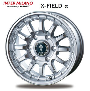 送料無料 4本セット ホイールのみ インターミラノ ベスト X-FIELDα クロスフィールド アルファ シルバー 17インチ 7.5J インセット+25 6穴 PCD139.7 JWL-T 4本 ランクルプラド ハイラックス FJクルーザ