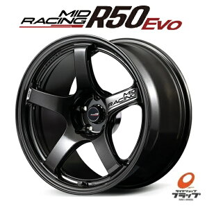�y���񂹕i�z ��������~ �}���J�T�[�r�X MID RACING R50 EVO �u���b�N���^���b�N 18�C���` 9.5J �C���Z�b�g+10 5�� PCD114.3 �z�C�[���̂� 4�{�Z�b�g �X�J�C���C��GT-R R32 R33 R34 �V���r�A