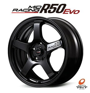 �y���񂹕i�z ��������~ �}���J�T�[�r�X MID RACING R50 EVO �u���b�N���^���b�N 18�C���` 8.5J �C���Z�b�g+45 5�� PCD100 �z�C�[���̂� 4�{�Z�b�g 86 BRZ �v���E�X �J���[���X�|�[�c