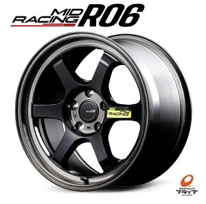 �������� �z�C�[���̂� 4�{�Z�b�g �}���J�T�[�r�X MID Racing R06 �u���b�N�N���A�|���b�V�� 18�C���` 8.5J �C���Z�b�g+38 5�� PCD114.3 JWL �X�e�b�J�[�t�� �L���X�g�t���[�t�H�[�~���O����1�s�[�X�z