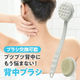 【レビュー特典あり】 背中ブラシ 交換式 ナノブラシ 200万本 0.06mm ｜背中ニキビ ・ 毛穴ケア ｜ソフト／ハード2種｜柄取り外し可 全身 ボディブラシ ｜敏感肌OK｜ボディスポンジ 背中 ブラシ 背中洗い 背中洗い お風呂 角質ケア ケア ロングブラシ 毛穴