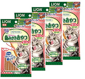 【期間限定ポイントUP】ライオン (LION) ペットキッス (PETKISS) 猫用おやつ ネコちゃんの歯みがきおやつ スティック まぐろ味 4個パック (まとめ買い)