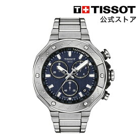 【マラソンP10倍】ティソ 公式 メンズ 腕時計 TISSOT T-レース クロノグラフ ブルー文字盤 ブレスレット T1414171104100