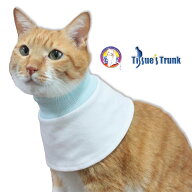 【土日祝日発送】 猫専用 ホワイトデニムネックカラー 【猫 皮膚 保護 服 スタイ よだれかけ 保護服 介護…