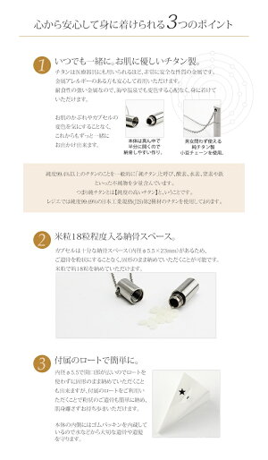 純チタン製メモリアルネックレス(遺骨ペンダント)PC41-1