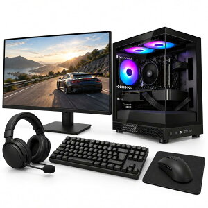�Q�[�~���OPC �X�^�[�^�[�Z�b�g RTX 5070 12GB 24�C���` 200Hz���j�^�[ �L�[�{�[�h �}�E�X �w�b�h�Z�b�g�t�� �������� PC�{��1�N�ۏ� Ryzen 7 7700/7800X3D/9700X/9800X3D Wi-Fi 6E XR �z���C�g/�u���b�N ������16GB