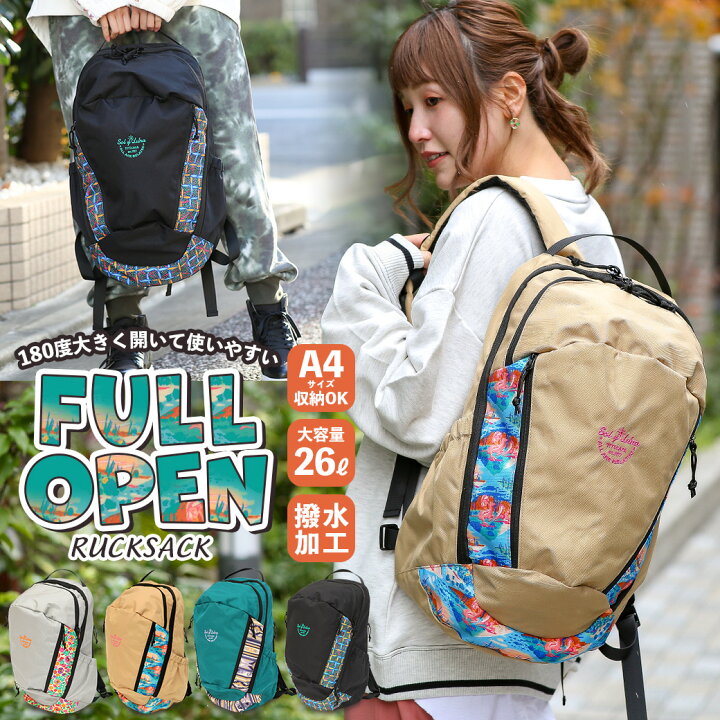 楽天市場 リュックサック バックパック デイパック デイバッグ マザーズバッグ かばん レディース メンズ 男女兼用 ユニセックス 180度オープン 26l 大容量 通学 通勤 旅行 撥水 はっ水 エスニック チチカカ Titicaca フルオープンリュックサック Zlscba7009