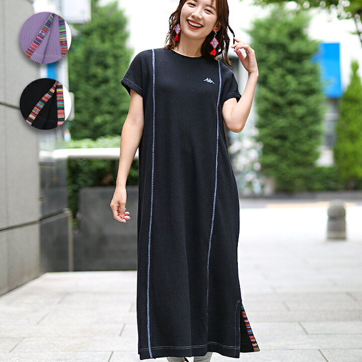 楽天市場 27 Off Sale Kappa Tシャツワンピース ロングワンピース レディース 春 夏 半袖 ロング丈 Aライン ワッフル サーマル ワンポイント スリット 無地 シンプル スポーティー カッパ エスニック チチカカ Titicaca Kappa コラボ ワッフル ワンピース